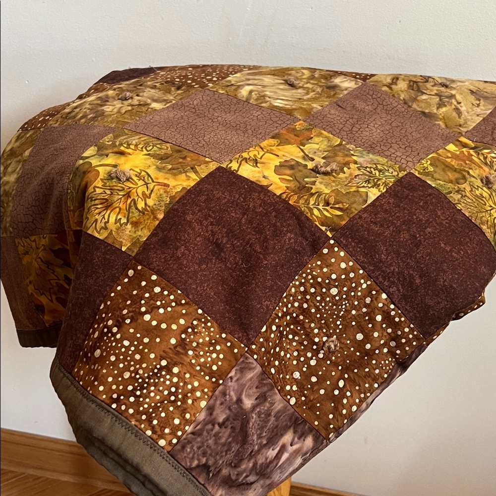 Hand Crafted Earthy Patchwork Quilt - Picture 2 of 5